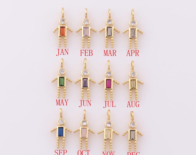 1 pcs Gold CZ Birthstone Pendant,18K Gold Filled Boy Charms,Month Charm DIY Bracelet Necklace Jewelry Making Findings Supply