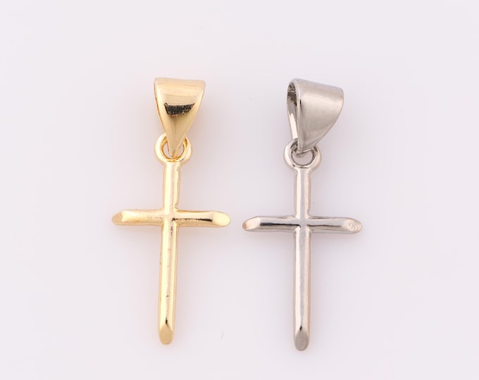 1 pcs Gold Cross Pendant,18K Gold Filled Religious Charm,Christian Charm DIY Bracelet Necklace Jewelry Making Findings Supply