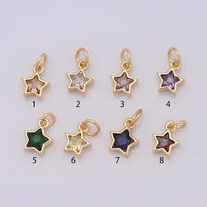 1 pcs Gold Star Pendant,18K Gold Filled CZ Star Charm,Star Charm DIY Bracelet Necklace Jewelry Making Findings Supply