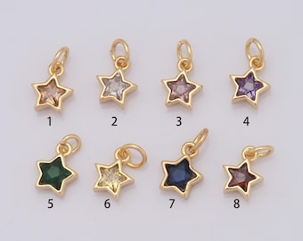 1 pcs Gold Star Pendant,18K Gold Filled CZ Star Charm,Star Charm DIY Bracelet Necklace Jewelry Making Findings Supply