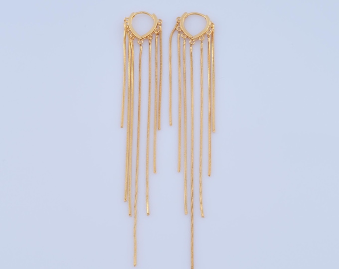 1 pair Gold Tassel Earrings,18K Gold Filled Huggie Hoop Earring ,Hoop Earrings,Hypoallergenic Huggie Hoop,Gift for Her