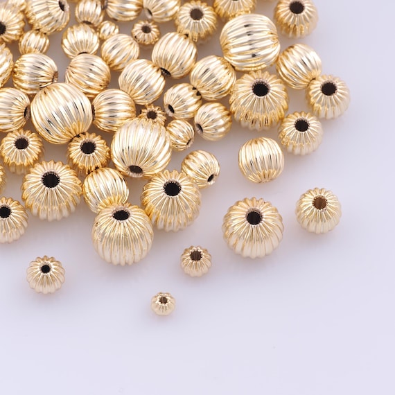 14K Gold Filled Corrugated Spacer Beads,Round Beads,Corrugated Round Beads for DIY Jewelry Making Findings Supply
