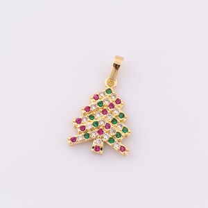 1 pcs Gold CZ Christmas Tree Pendant,18K Gold Filled Tree Charm,Christmas Tree Charm DIY Bracelet Necklace Jewelry Making Findings Supply