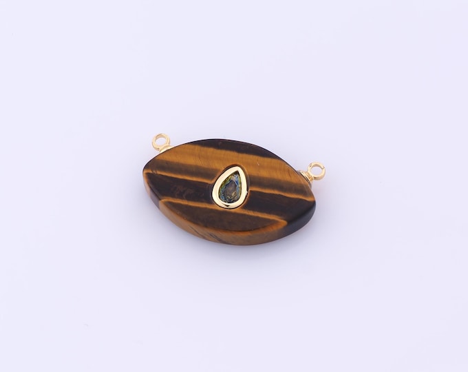1 pcs Gold Energy Stone Pendant,18K Gold Filled Natural Stone Charm,Tiger Eye Charms DIY Bracelet Necklace Jewelry Making Findings Supply