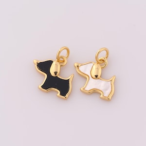 1 pz Ciondolo cane smaltato oro, ciondolo cane riempito oro 18K, ciondolo cane fai da te braccialetto collana gioielli creazione risultati fornitura