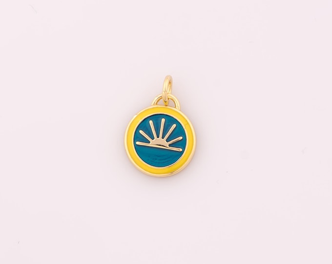 1 pcs Gold Enamel Sunrise Pendant,18K Gold Filled Sun Charm Sunset Charms,DIY Bracelet Necklace Jewelry Making Findings Supply