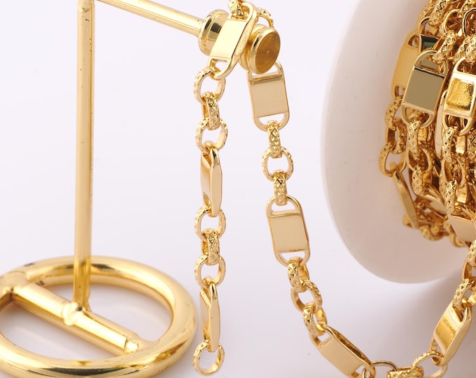 1 Meter Gold Figaro Chain, 18K Gold Filled Semi Finished Chain, Specialty Chains, DIY Jewelry Making Supplies