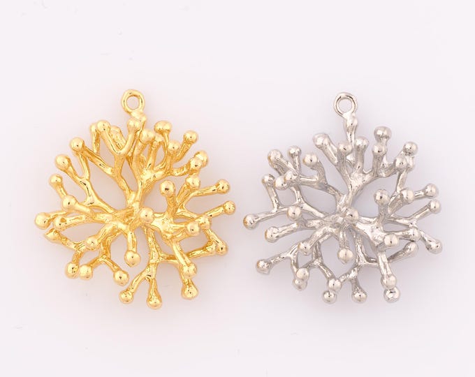 1 pcs Gold Coral Pendant,18K Gold Filled Coral Charm,Coral Charm DIY Bracelet Necklace Jewelry Making Findings Supply