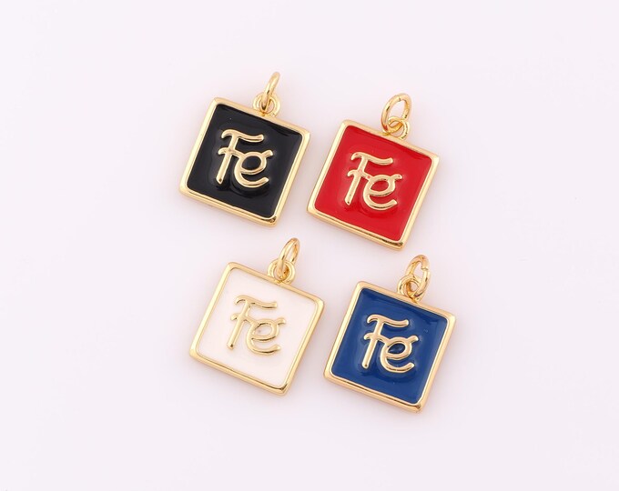 1 pcs Gold Fe Pendant,18K Gold Filled Square Charm,Enamel Letter Charm DIY Bracelet Necklace Jewelry Making Findings Supply