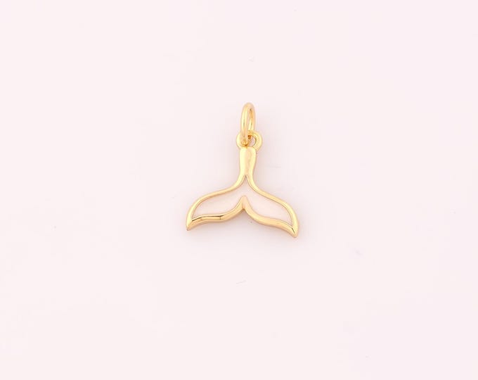 1 pcs Gold Enamel Fishtail Pendant,18K Gold Filled Fishtail Charm,Fishtail Charms DIY Bracelet Necklace Jewelry Making Findings Supply