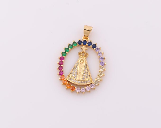 1 pcs Gold CZ Papal Pendant,18K Gold Filled Religion Charm,Christian Charm DIY Bracelet Necklace Jewelry Making Findings Supply