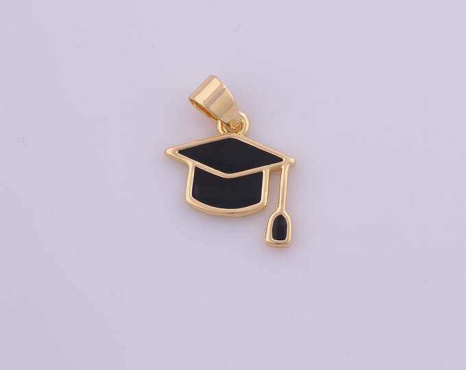 1 pcs Enamel Doctoral Cap Pendant,18K Gold Filled Doctoral Cap Charm,Doctoral Cap Charms DIY Bracelet Necklace Jewelry Making Finding Supply