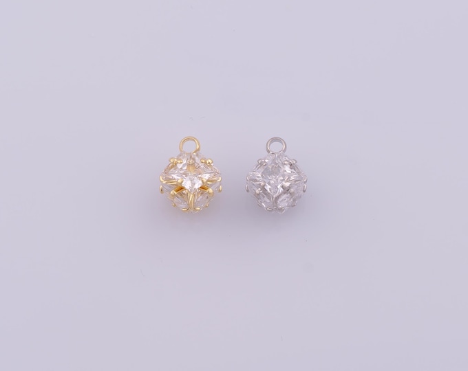 1 pcs Gold CZ Ball Pendant,18K Gold Filled Ball Charm,Ball Charms DIY Bracelet Necklace Jewelry Making Findings Supply