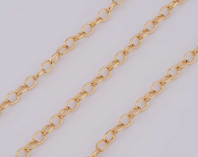 1 Meter Gold Cable Chain, 18K Gold Filled Semi Finished Chain, Specialty Chains, DIY Jewelry Making Supplies