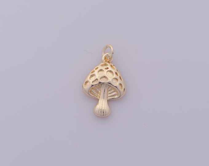 1 pcs Gold Mushroom Pendant,18K Gold Filled Mushroom Charm,Mushroom Charms DIY Bracelet Necklace Jewelry Making Findings Supply
