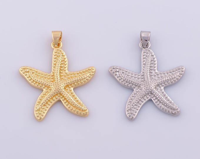 1 pcs Gold Starfish Pendant,18K Gold Filled Starfish Charm,Starfish Charms DIY Bracelet Necklace Jewelry Making Findings Supply