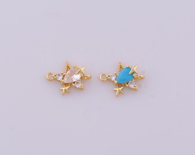1 pcs Gold CZ Star Pendant,18K Gold Filled Celestial Charm,Starburst Charms DIY Bracelet Necklace Jewelry Making Findings Supply