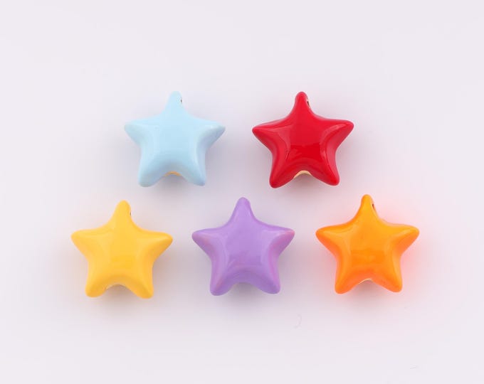 1 pcs Gold Enamel Star Pendant,18K Gold Filled Celestial Charm Pentagram Charms,DIY Bracelet Necklace Jewelry Making Findings Supply
