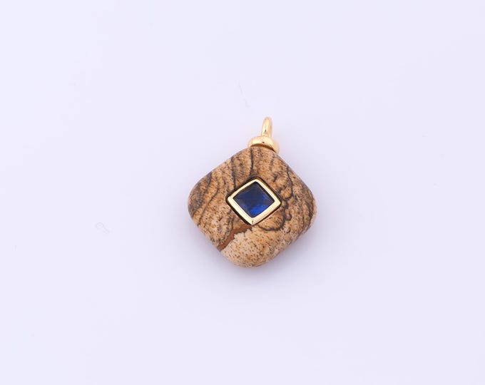 1 pcs Gold Energy Stone Pendant,18K Gold Filled Natural Stone Charm,Stone Charms DIY Bracelet Necklace Jewelry Making Findings Supply