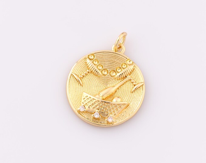 1 pcs Gold CZ Wine Set Pendant,18K Gold Filled Wine Set Charm,Wine Set Charm DIY Bracelet Necklace Jewelry Making Findings Supply