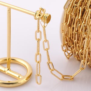 1 Meter Gold Büroklammer Kette, 18K Gold Filled halb fertige Kette, Spezialität Ketten, DIY Schmuckherstellung Zubehör