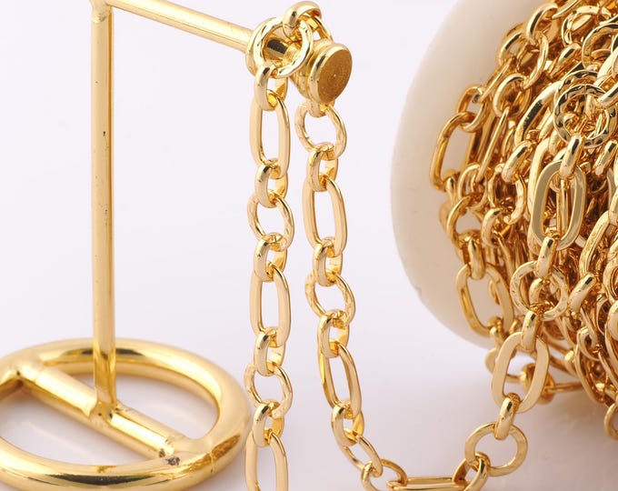 1 Meter Gold Rolo Chain, 18K Gold Filled Semi Finished Chain, Specialty Chains, DIY Jewelry Making Supplies