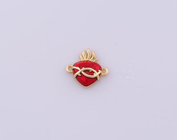 1 pcs Gold Enamel Heart Connector,18K Gold Filled Love Connector,DIY Bracelet Necklace Jewelry Making Findings Supply