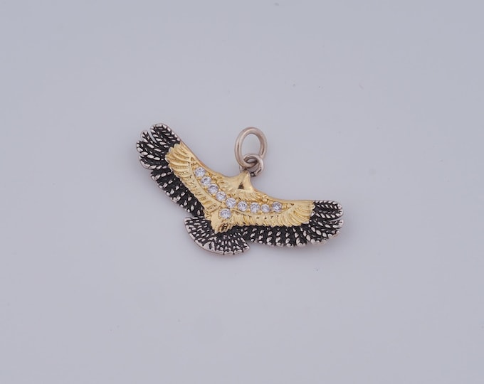 1 pcs Gold CZ Eagle Pendant,18K Gold Filled Eagle Charm,Eagle Charm DIY Bracelet Necklace Jewelry Making Findings Supply
