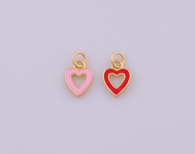 1 pcs Gold Enamel Heart Pendant,18K Gold Filled Love Charm,Heart Charms DIY Bracelet Necklace Jewelry Making Findings Supply