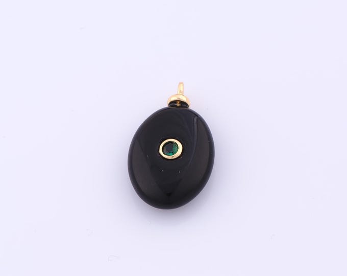 1 pcs Gold Energy Stone Pendant,18K Gold Filled Natural Stone Charm,Black Onyx Charms DIY Bracelet Necklace Jewelry Making Findings Supply