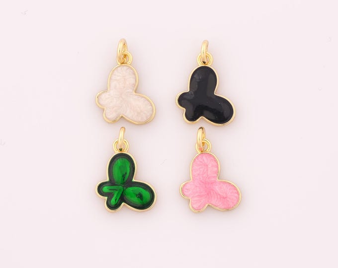 1 pcs Gold Enamel Butterfly Pendant,18K Gold Filled Butterfly Charm Butterfly Charms,DIY Bracelet Necklace Jewelry Making Findings Supply