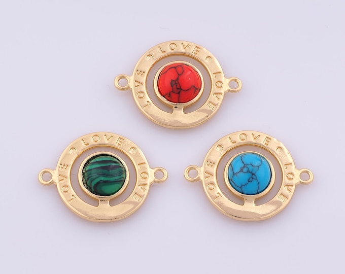 1 pcs Gold LOVE Connector,18K Gold Filled Round Connector,Letter Connector DIY Bracelet Necklace Jewelry Making Findings Supply
