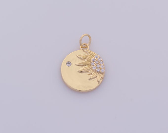 1 pcs Gold CZ Sun Pendant,18K Gold Filled Celestial Charm,Sunburst Charms DIY Bracelet Necklace Jewelry Making Findings Supply