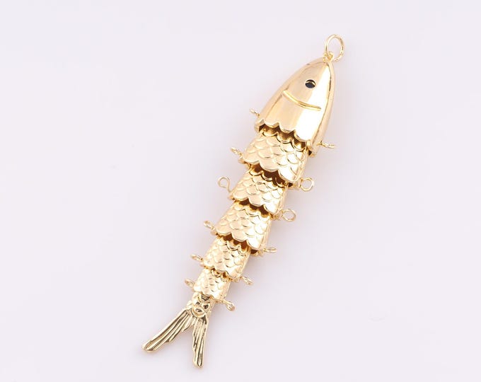1 pcs Gold Fish Pendant,18K Gold Filled Koi Charm,Fish Charms,DIY Bracelet Necklace Jewelry Making Findings Supply
