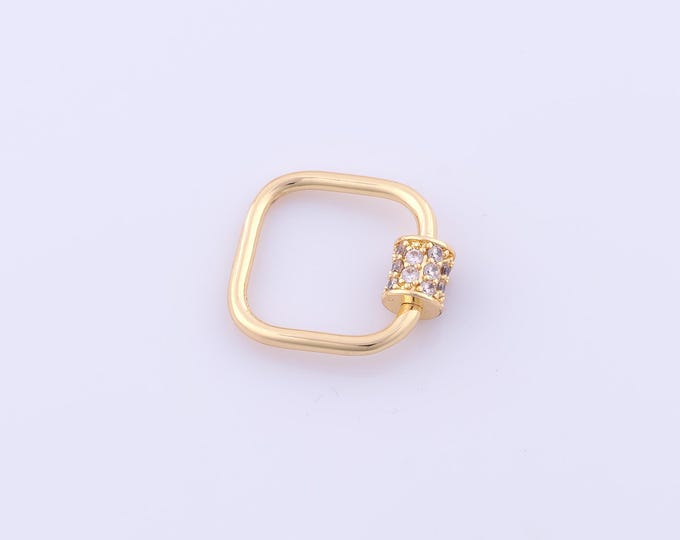 1 pcs Gold CZ Carabiner Clasp,18K Gold Filled Screw Clasp,Square Clasp for DIY Bracelet Necklace Jewelry Making Findings Supply