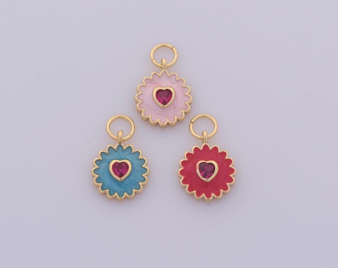 1 pcs Gold Enamel Heart Pendant,18K Gold Filled Love Charm,Heart Charms DIY Bracelet Necklace Jewelry Making Findings Supply