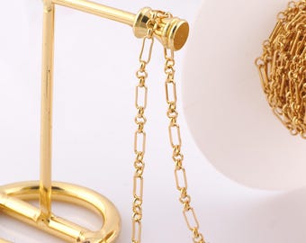 1 Meter Gold Figaro Chain, 18K Gold Filled Semi Finished Chain, Specialty Chains, DIY Jewelry Making Supplies