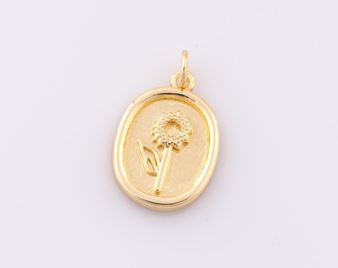 1 pcs Gold Flower Pendant,18K Gold Filled Flower Charm,Flower Charm DIY Bracelet Necklace Jewelry Making Findings Supply
