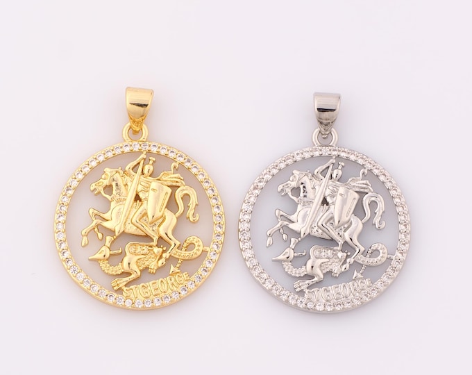 1 pcs Gold CZ Knight Pendant,18K Gold Filled Knight Charm,Knight Charm DIY Bracelet Necklace Jewelry Making Findings Supply