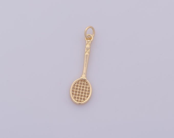 1 pcs Gold Racket Pendant,18K Gold Filled Sports Charm,Racket Charms DIY Bracelet Necklace Jewelry Making Findings Supply