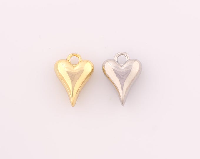 1 pcs Gold Heart Pendant,18K Gold Filled Heart Charm,Heart Charms DIY Bracelet Necklace Jewelry Making Findings Supply