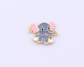 1 pcs Gold Elephant Connector,18K Gold Filled Animal Connector,Enamel Elephant Connector DIY Bracelet Necklace Jewelry Making Finding Supply