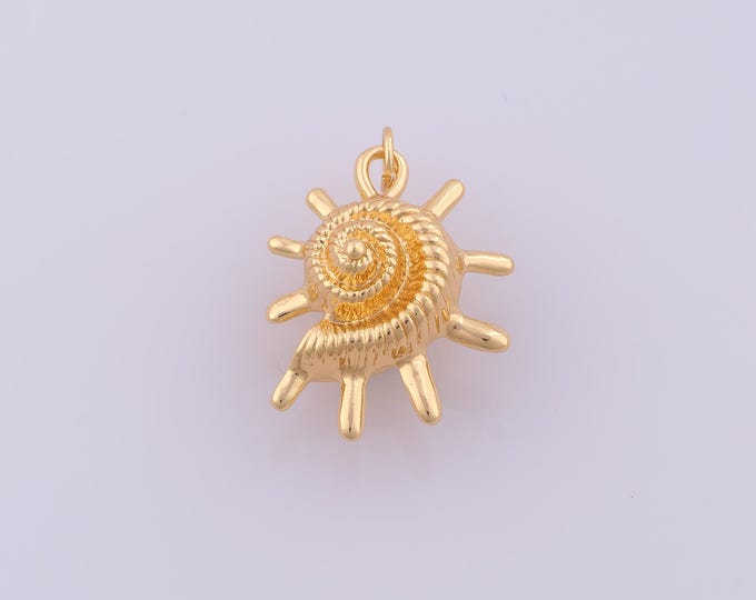 1 pcs Gold Snail Shell Pendant,18K Gold Filled Shell Charm,Snail Shell Charms DIY Bracelet Necklace Jewelry Making Findings Supply
