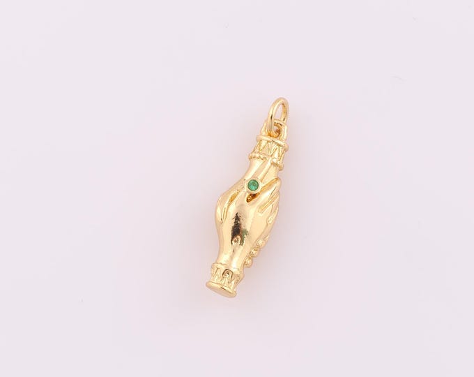 1 pcs Gold CZ Gesture Pendant,18K Gold Filled Hand Charm,Gesture Charm DIY Bracelet Necklace Jewelry Making Findings Supply