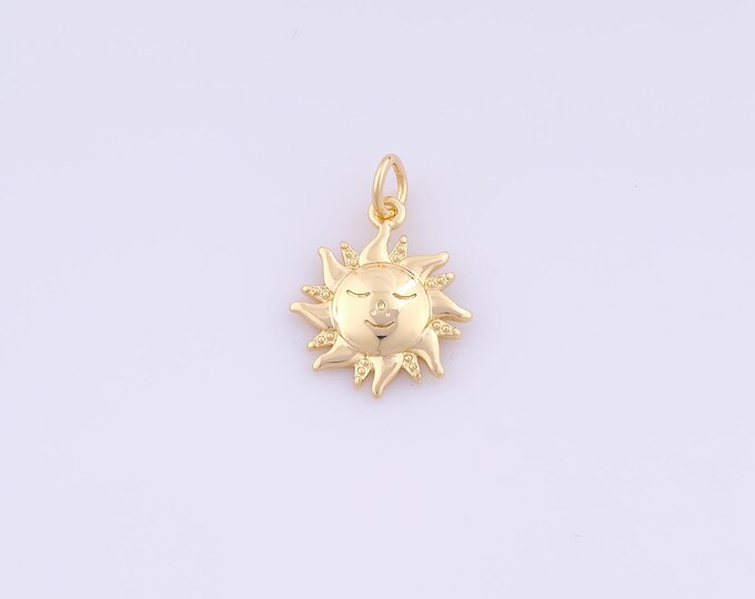 1 pcs Gold Sun Pendant,18K Gold Filled Celestial Charm,Sunburst Charms DIY Bracelet Necklace Jewelry Making Findings Supply