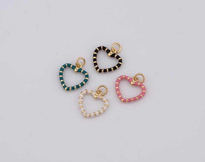 1 pcs Gold Heart Pendant,18K Gold Filled Heart Charm,Heart Charm DIY Bracelet Necklace Jewelry Making Findings Supply