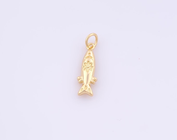 1 pcs Gold Fish Pendant,18K Gold Filled Marine Life Charm,Fish Charms DIY Bracelet Necklace Jewelry Making Findings Supply