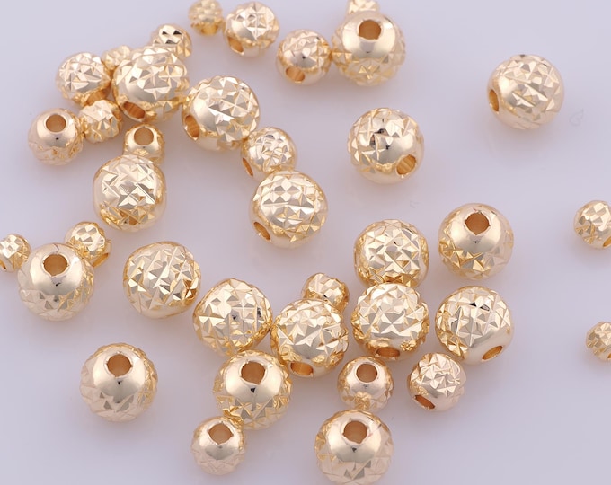 50 pcs 14K Gold Filled Round Ball Spacer Beads,Round Beads,Ball Beads for DIY Jewelry Making Findings Supply