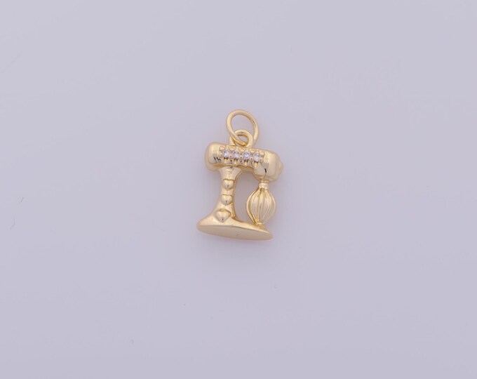 1 pcs Gold CZ Mixer Pendant,18K Gold Filled Blender Charm,Mixer Charms DIY Bracelet Necklace Jewelry Making Findings Supply