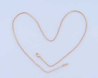 1 Str Gold Box Necklace, 18K Gold Filled Box Necklace, Adjustable Necklace, Gift for Her,Length 42+6cm Width 1.3mm